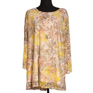 Blouse, lace white and yellow size XL Susan Graver